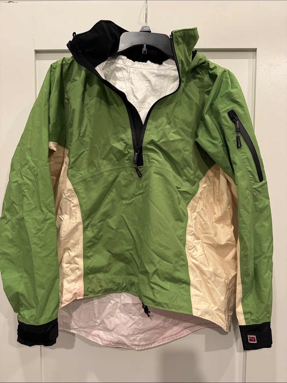 Kokatat Green and Cream Hooded Kayaking Jacket